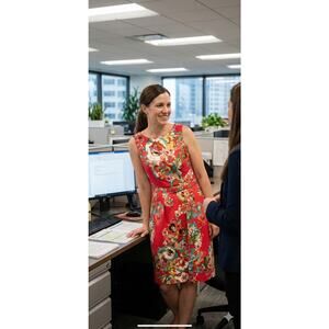 Red floral Adrianna Arpel Dress size 6